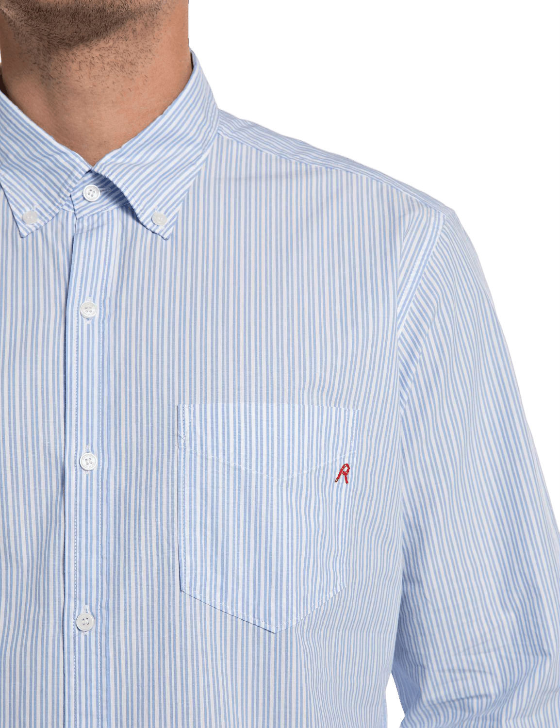 Striped Cotton Poplin Shirt 010 White/blue - Bild 3