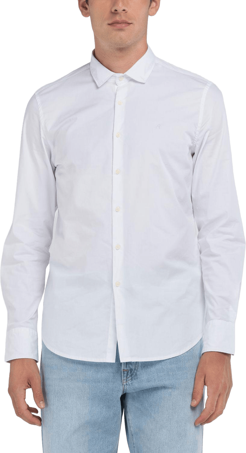 Stretch Poplin Shirt 001 White, Male, Abbigliamento, Tops, Bianca, XL