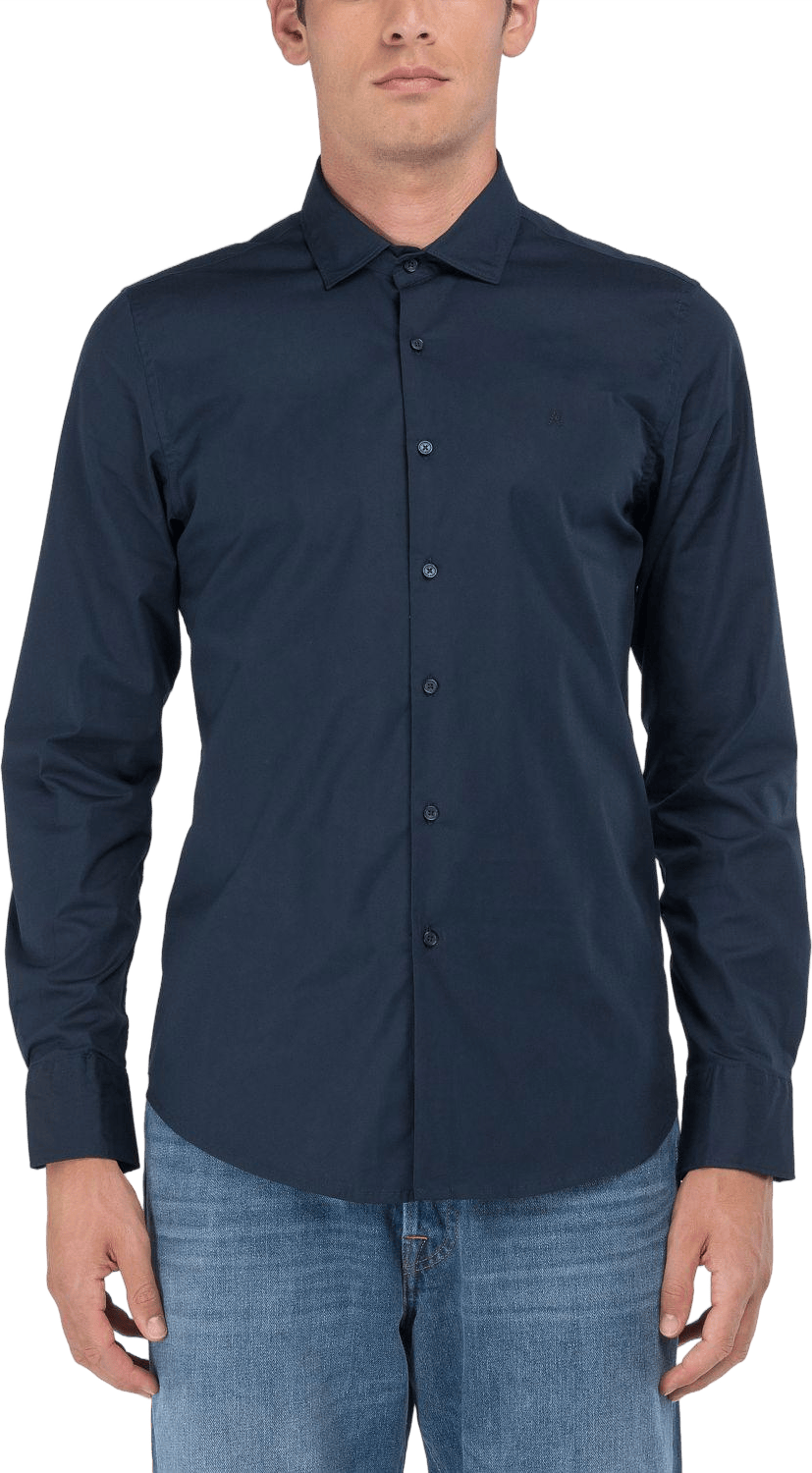 Stretch Poplin Shirt 087 Blue