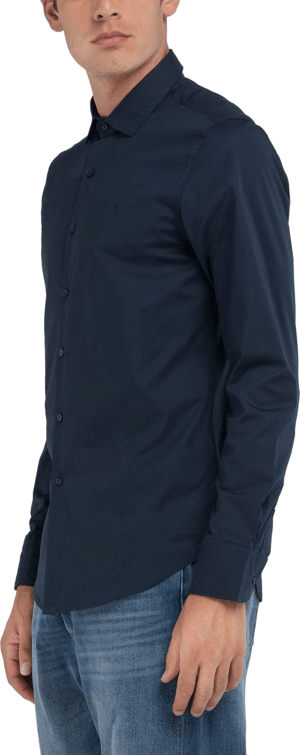 Stretch Poplin Shirt 087 Blue - Bild 2