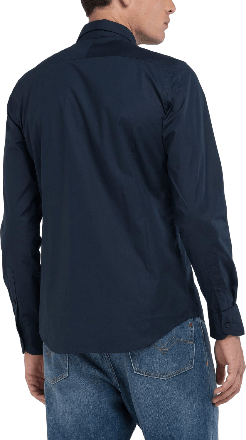 Stretch Poplin Shirt 087 Blue - Bild 3