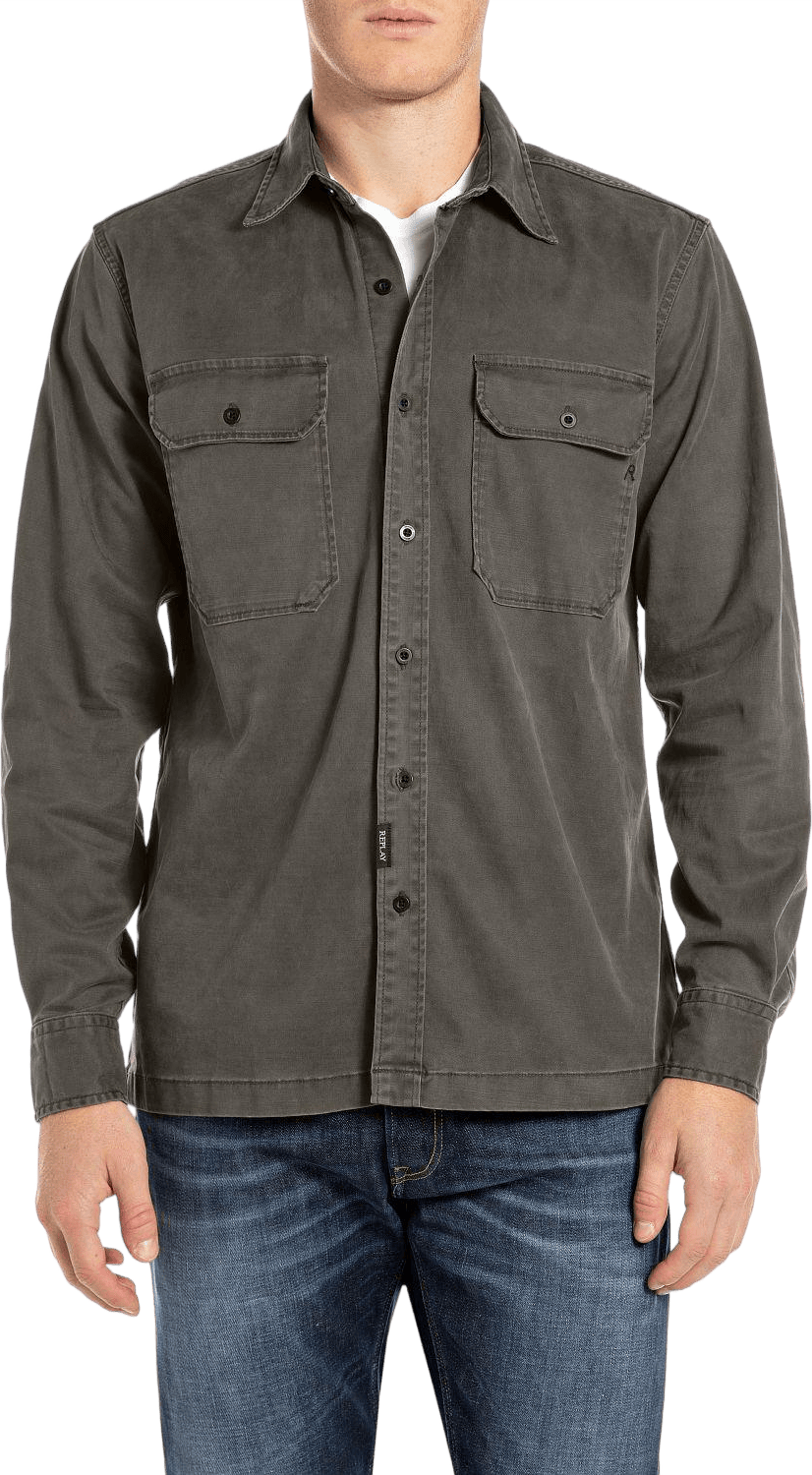 Washed Shirt 935 Dark Olive, Male, Ropa, Tops, Gris, XXL