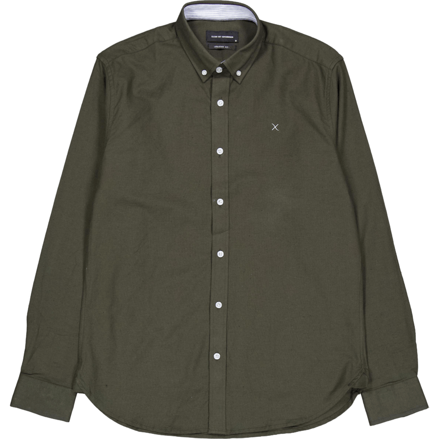 Oxford Stretch Plain L/s Army