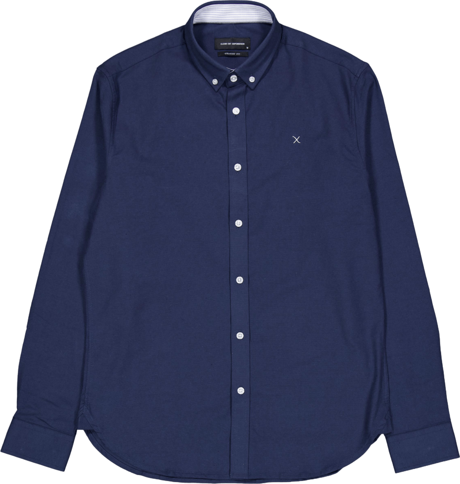Oxford Stretch Plain L/s Navy 01