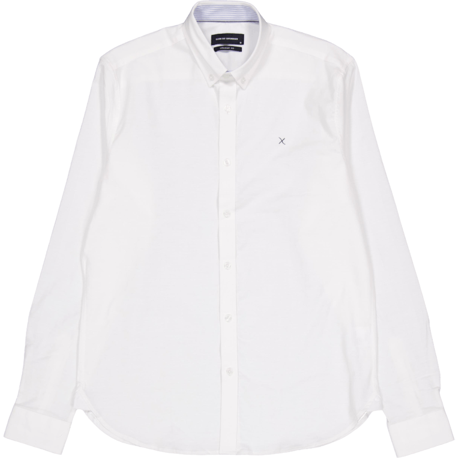 Oxford Stretch Plain L/s White 01