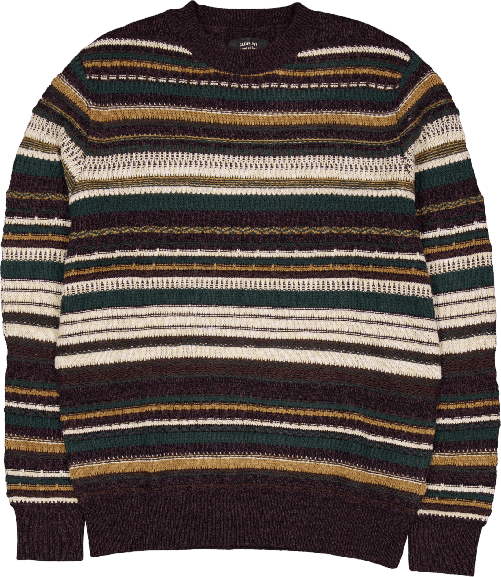 Phillip Wool Knit Deep Green/ecru Stripe