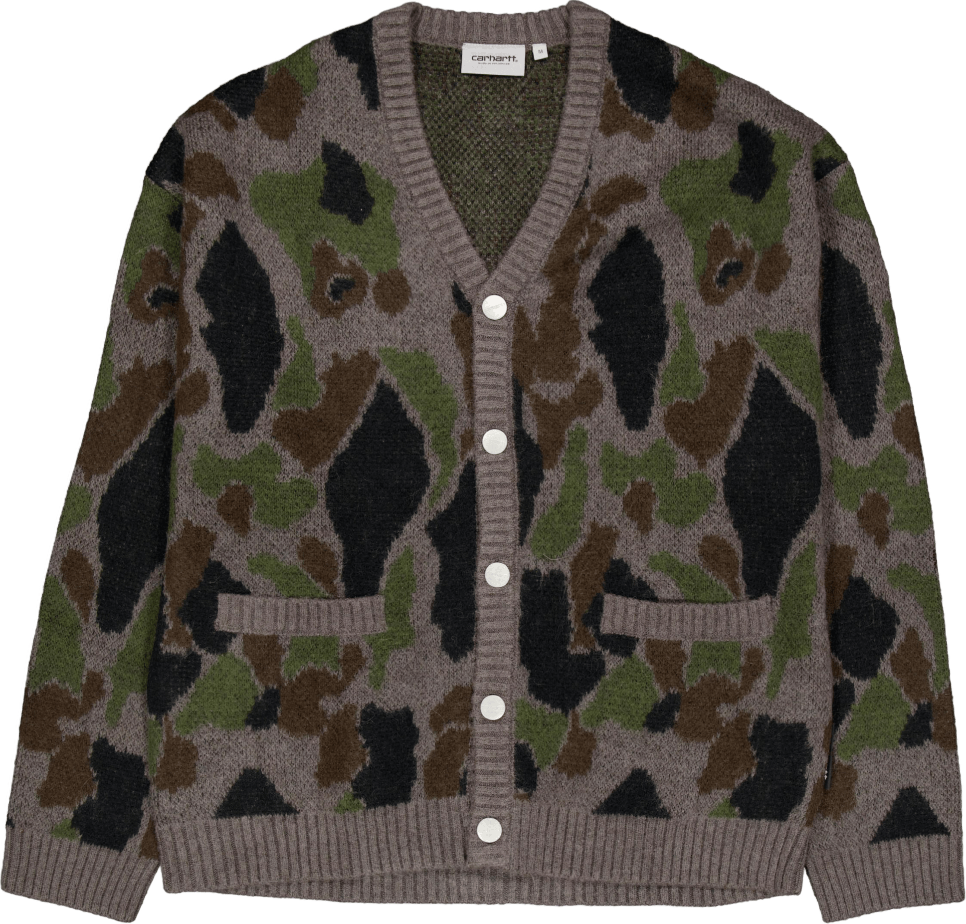 Merton Cardigan Camo Duck Jacquard, Grey