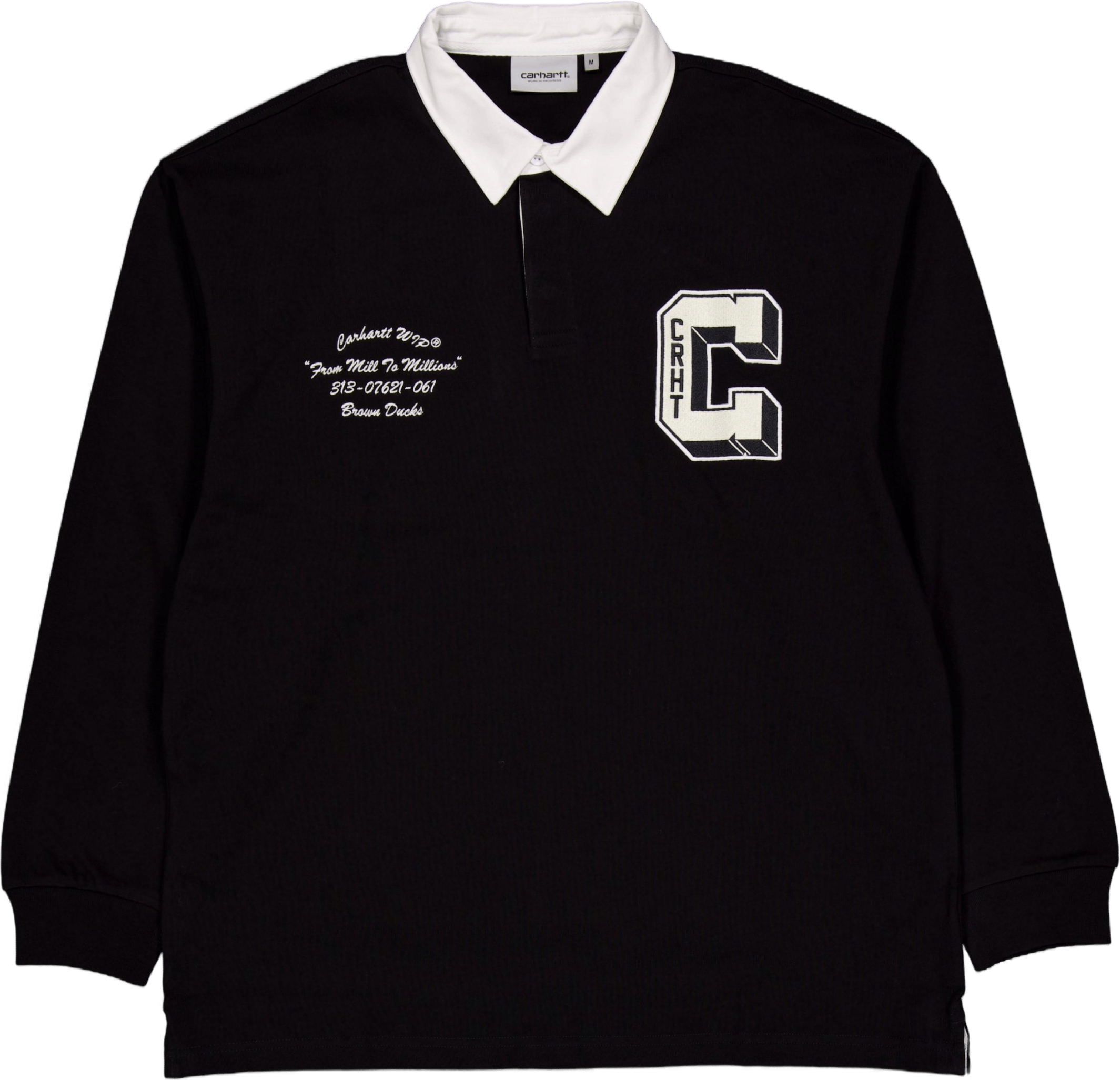 L/s Brown Ducks Rugby Shirt Black / White