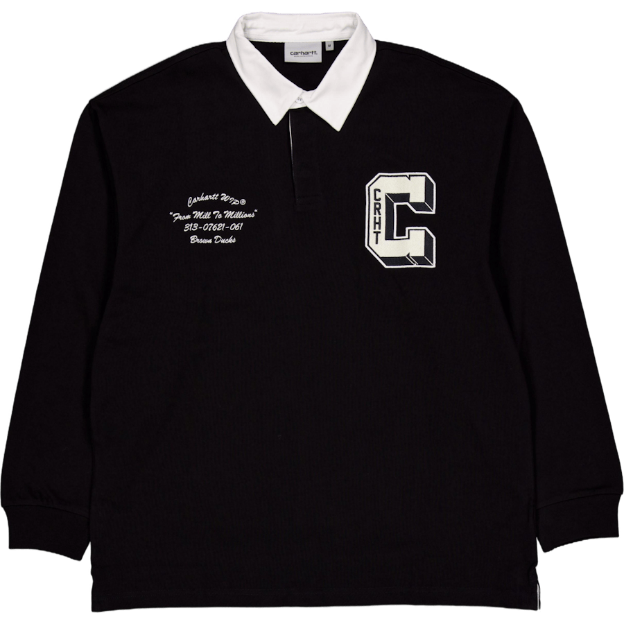 L/s Brown Ducks Rugby Shirt Black / White