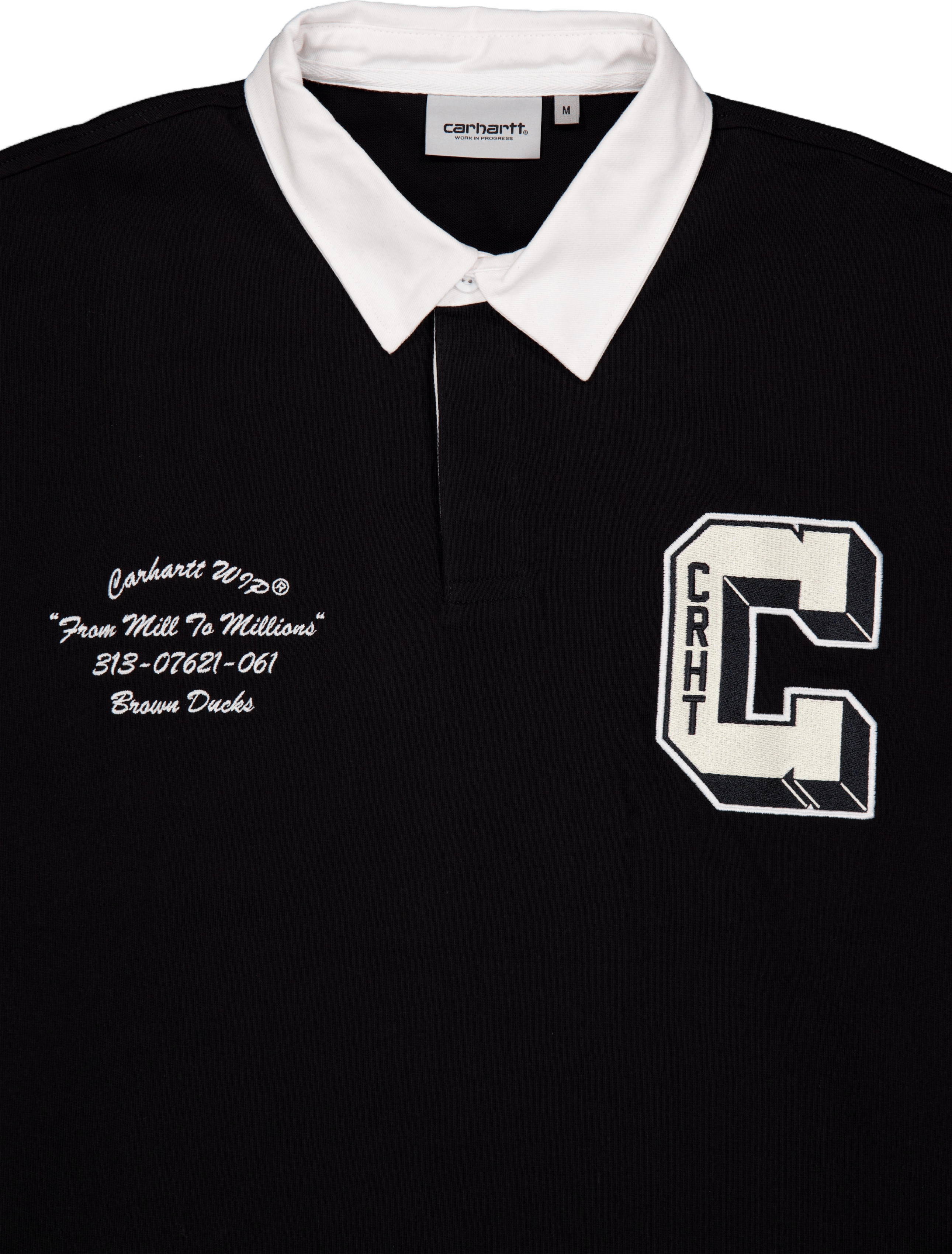 L/s Brown Ducks Rugby Shirt Black / White - Bild 3