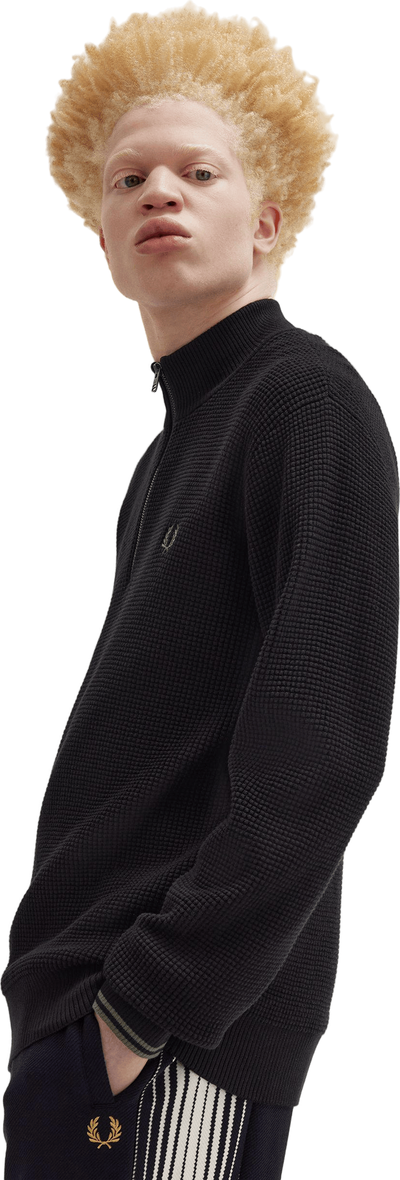 Waffle Stitch Half Zip Jmpr 102 Black - Bild 2
