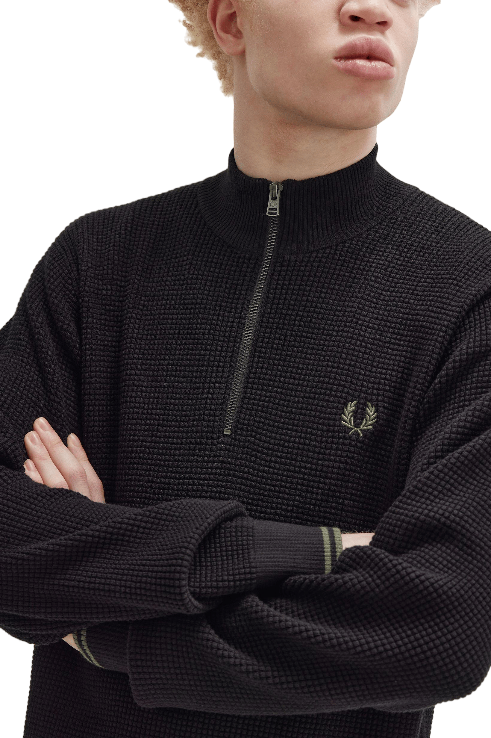 Waffle Stitch Half Zip Jmpr 102 Black - Bild 3