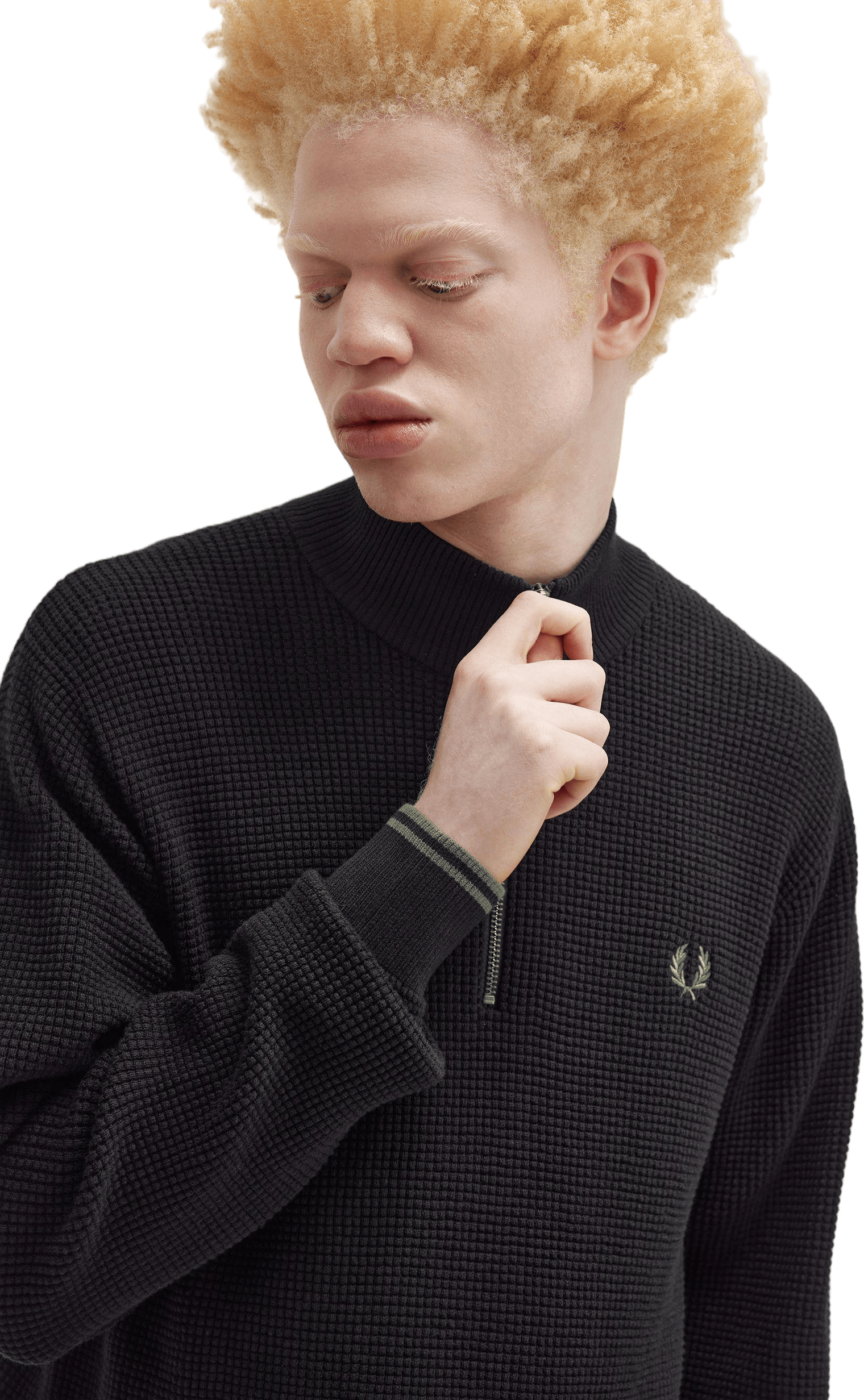 Waffle Stitch Half Zip Jmpr 102 Black - Bild 4