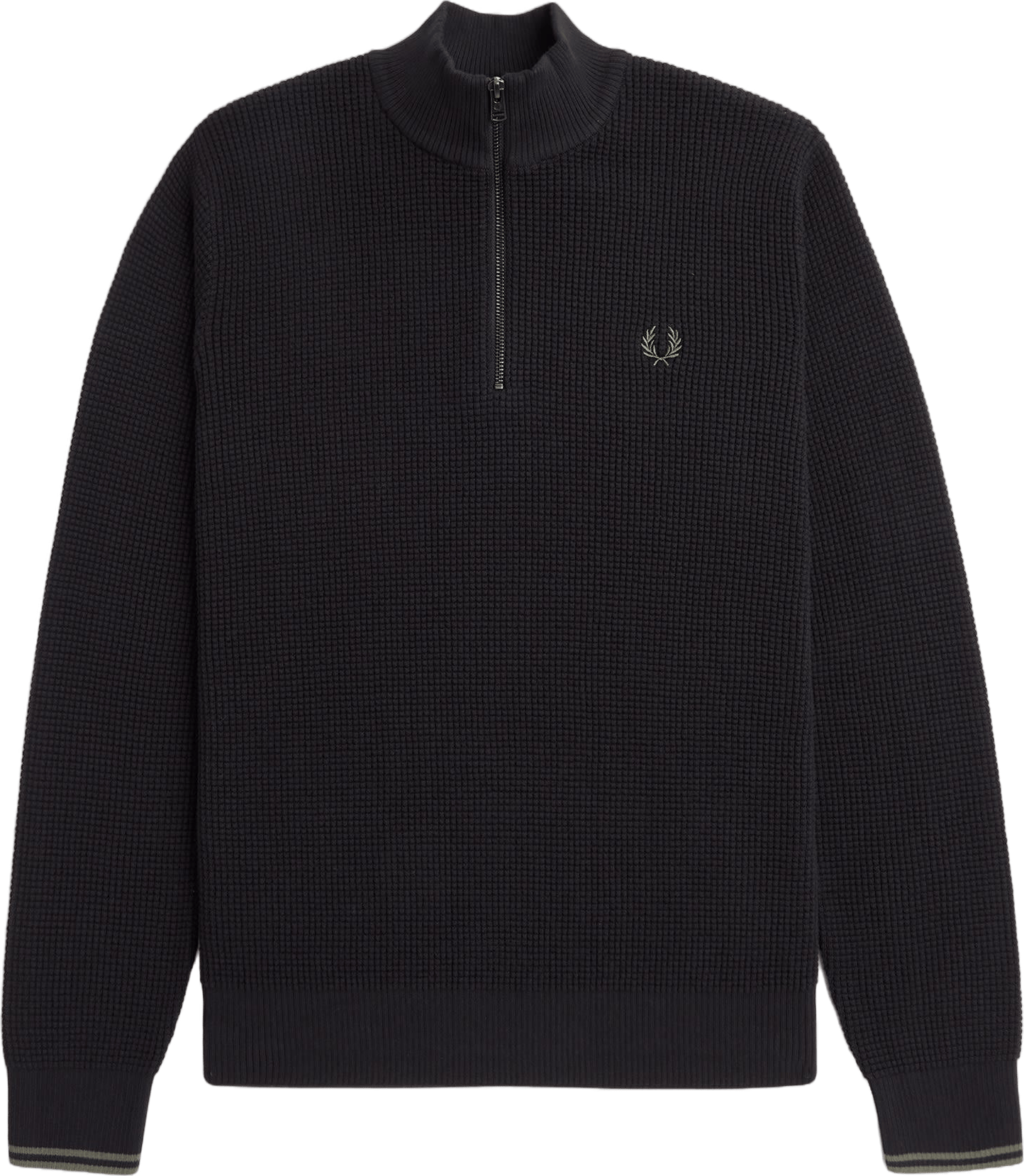 Waffle Stitch Half Zip Jmpr 102 Black - Bild 5
