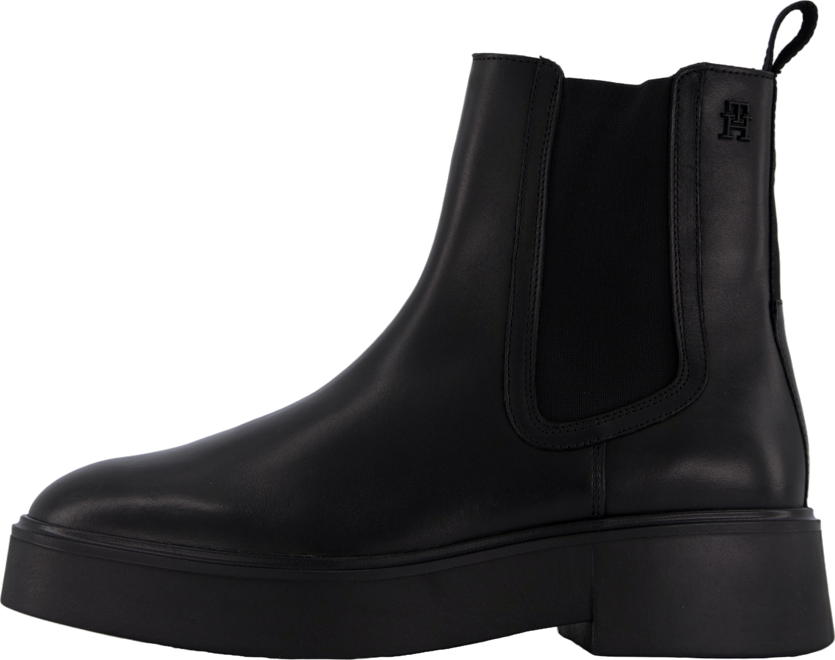 Minimal Leather Chelsea Logota Black