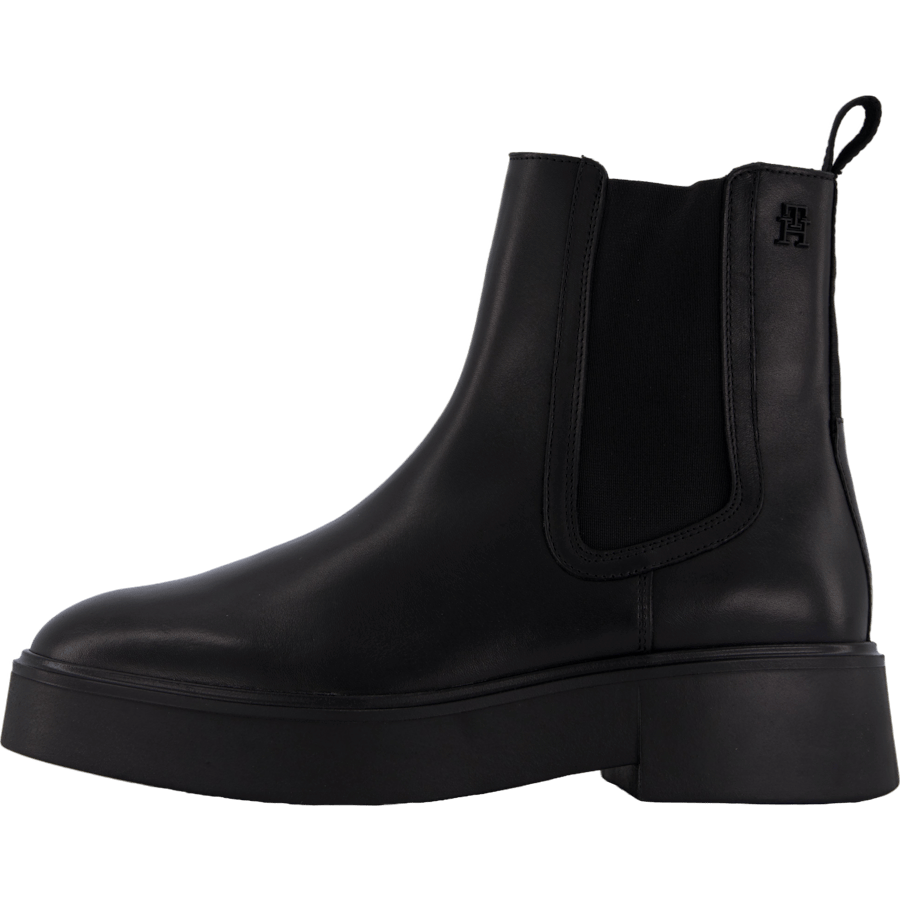 Minimal Leather Chelsea Logota Black