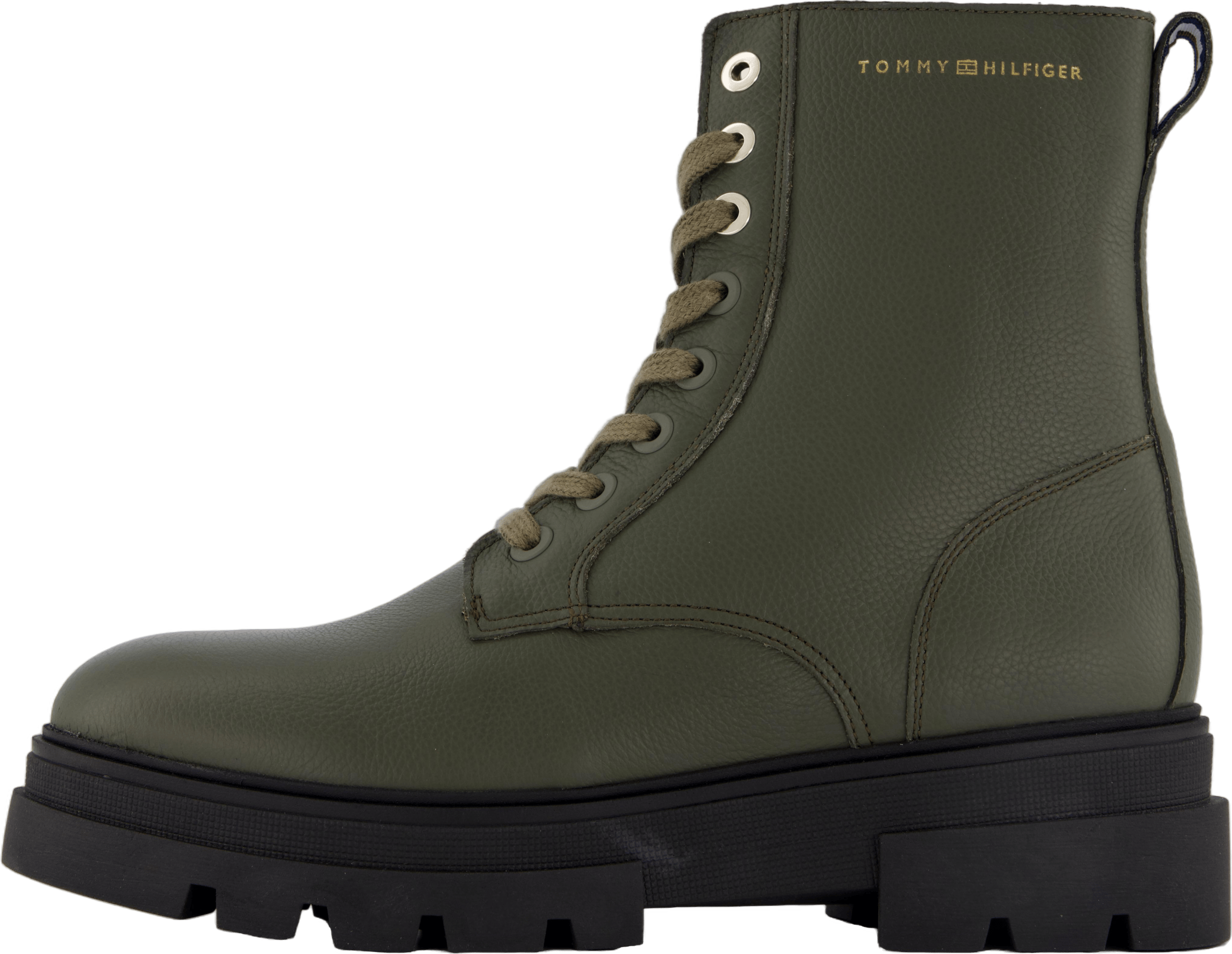 Bicolor Leather Lace-up Army Green
