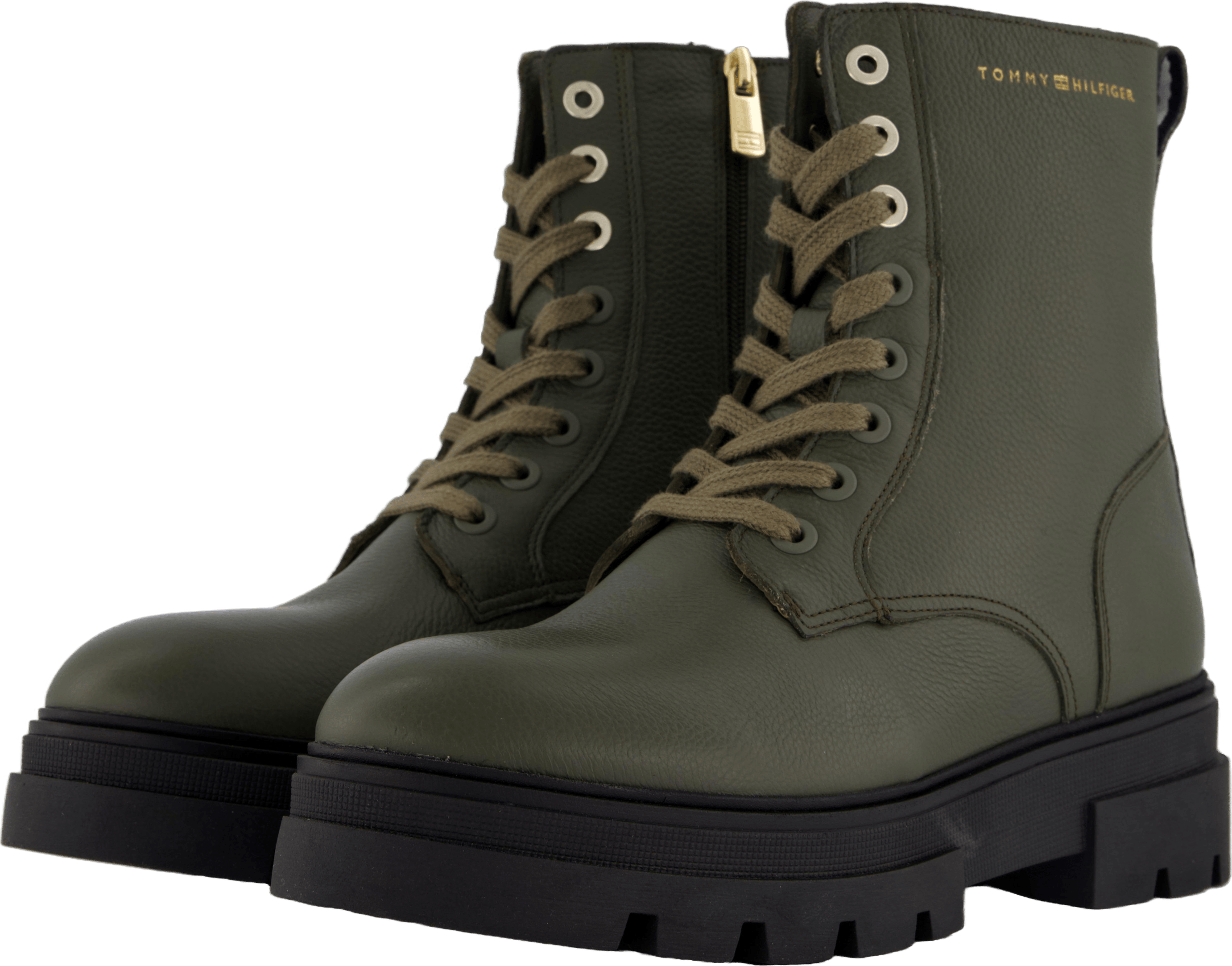 Bicolor Leather Lace-up Army Green - Bild 2