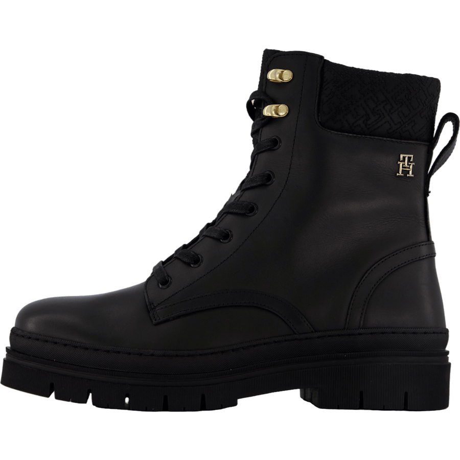 Cleated Lace-up Lthr Mix Mono Black