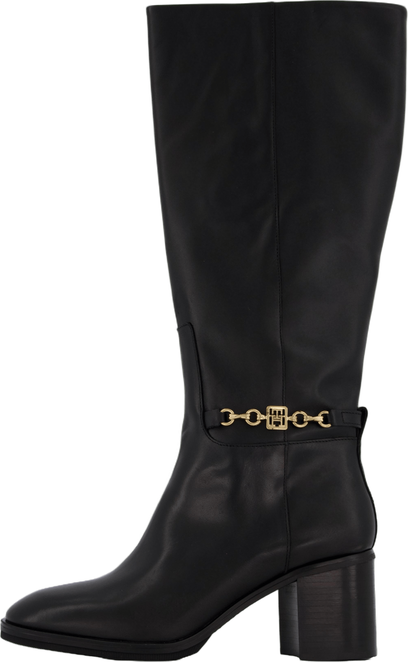Th Chain Leather Long Boot Black