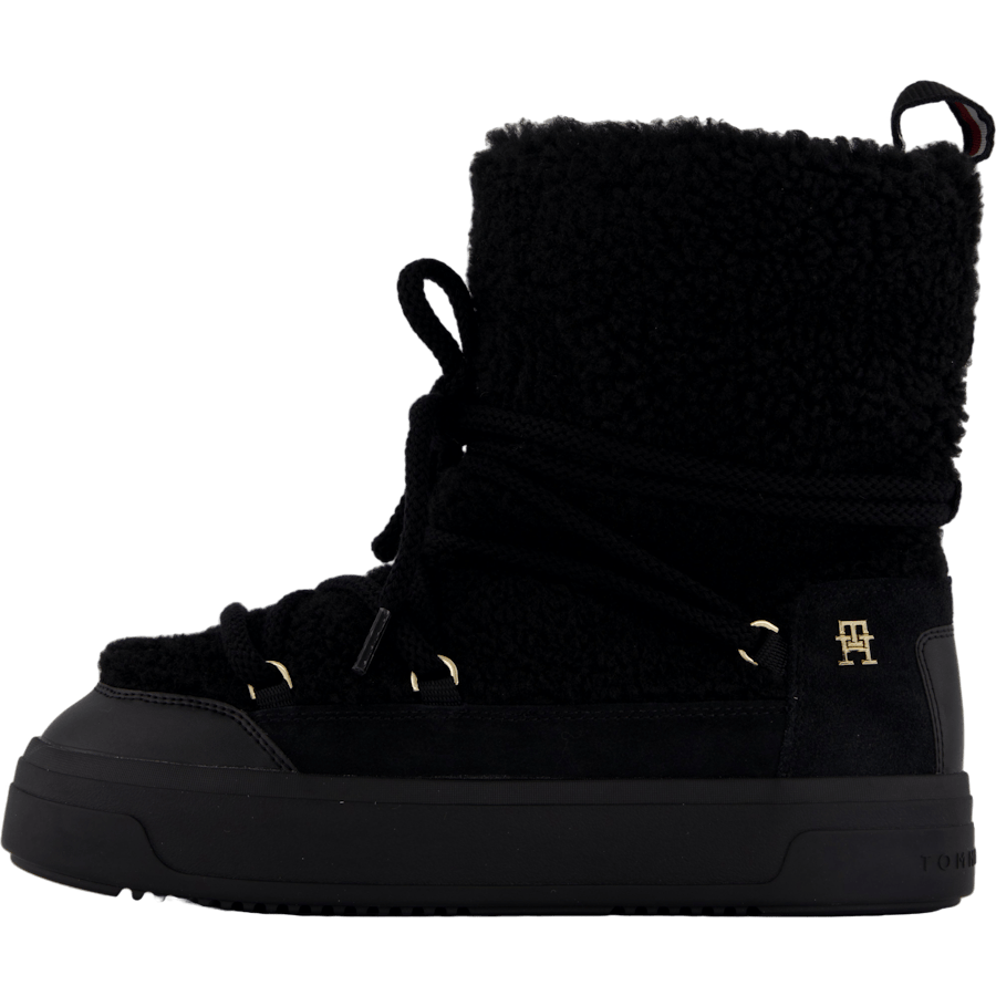 Lace-up Faux Shearling Snowboo Black