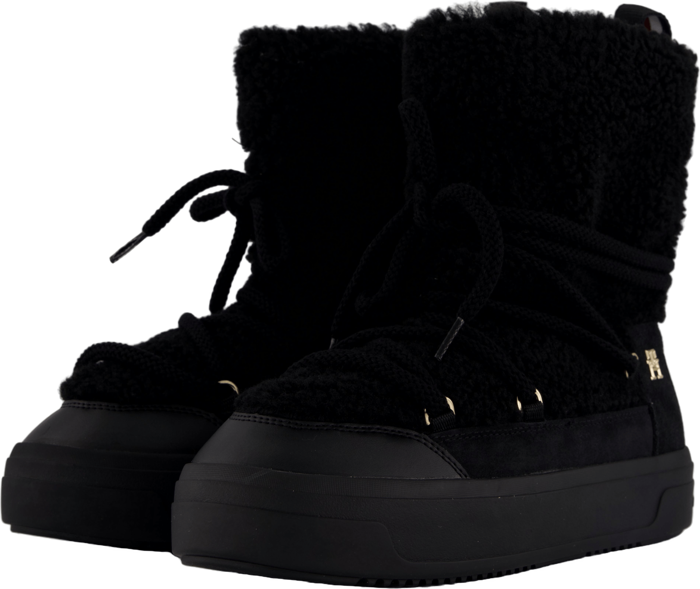 Lace-up Faux Shearling Snowboo Black - Bild 2