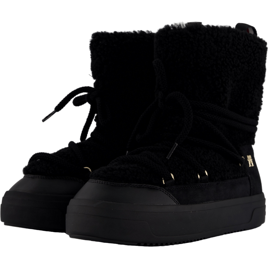 Lace-up Faux Shearling Snowboo Black - Bild 2