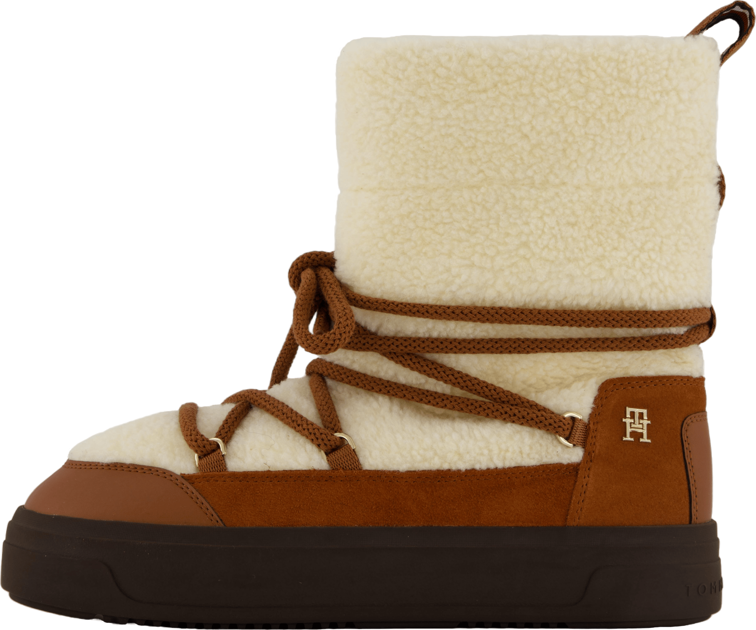 Lace-up Faux Shearling Snowboo Cognac Brown