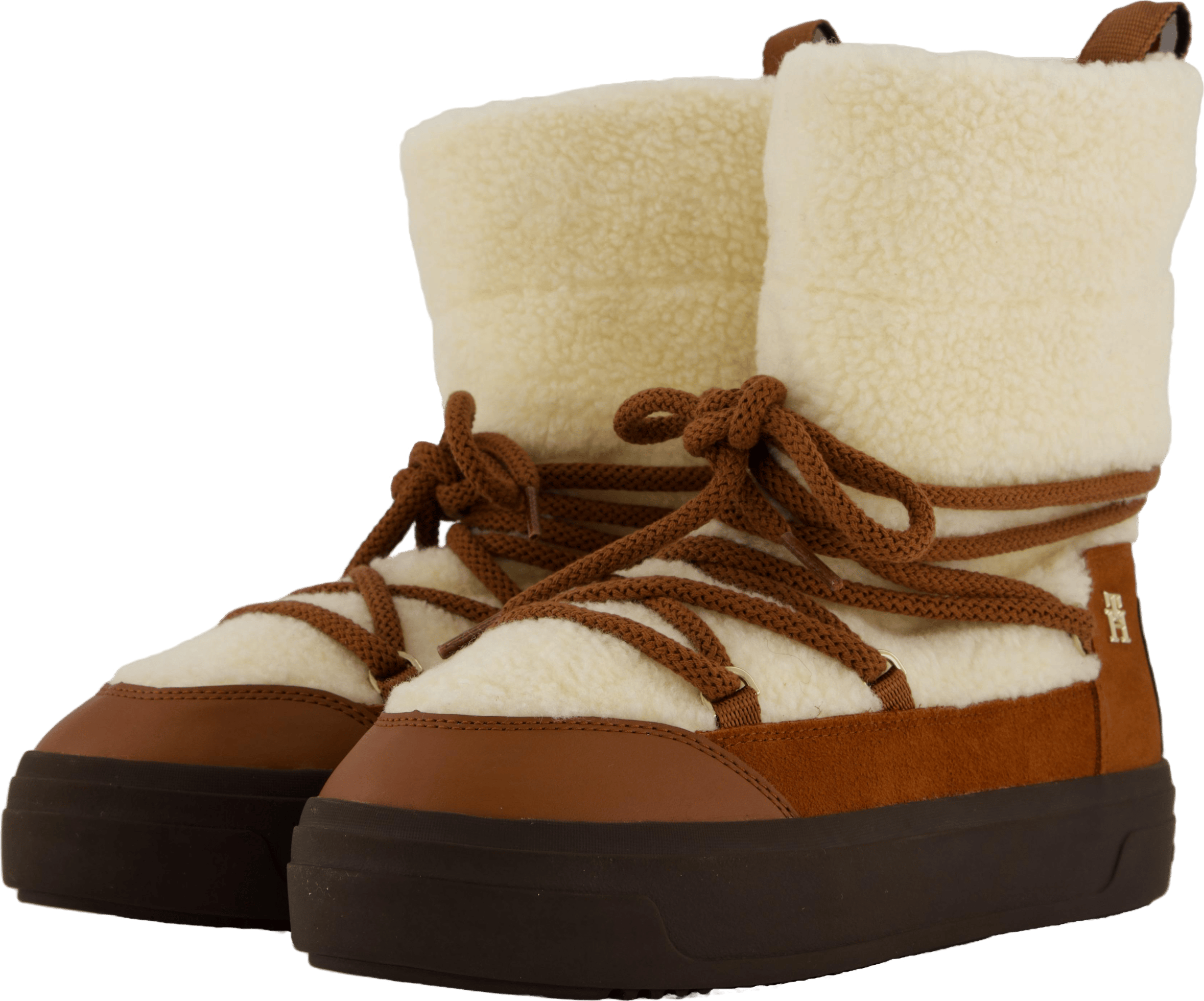 Lace-up Faux Shearling Snowboo Cognac Brown - Bild 2