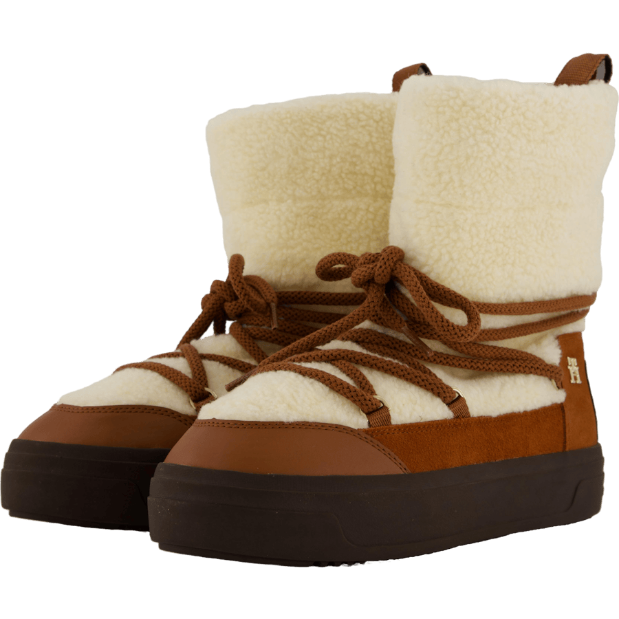 Lace-up Faux Shearling Snowboo Cognac Brown - Bild 2