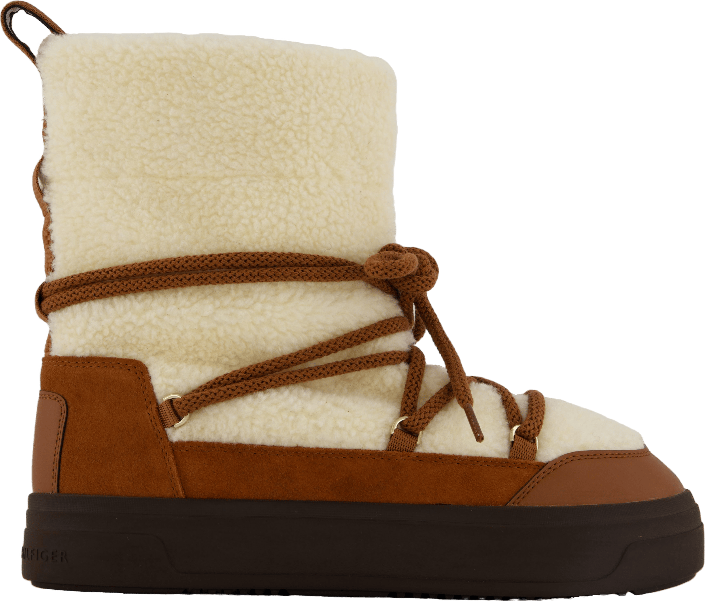 Lace-up Faux Shearling Snowboo Cognac Brown - Bild 3