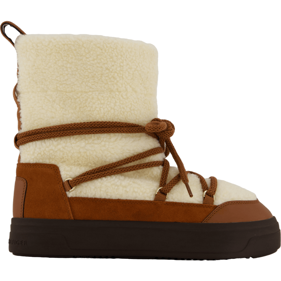 Lace-up Faux Shearling Snowboo Cognac Brown - Bild 3