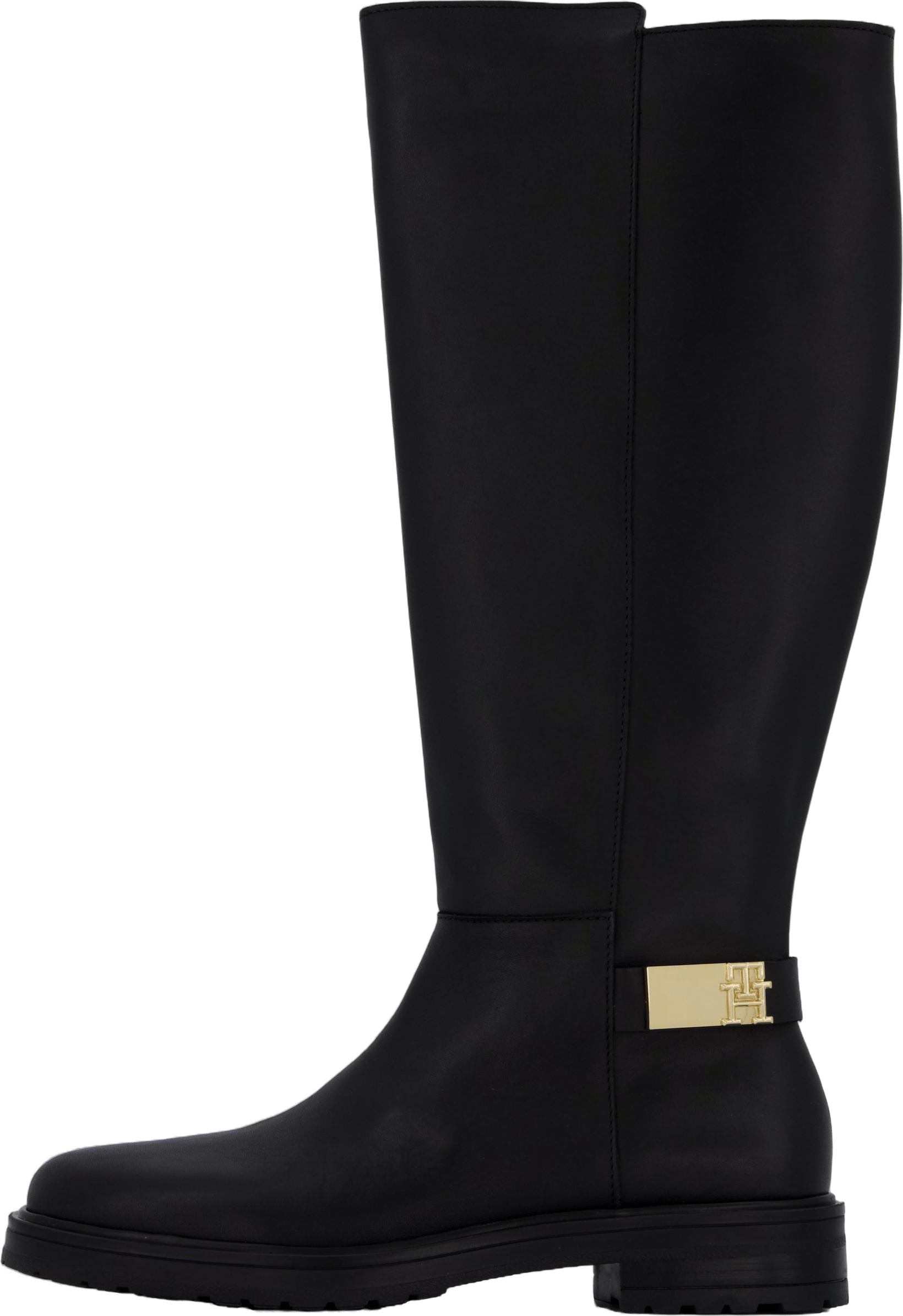 Th Logo Leather Long Boot Black