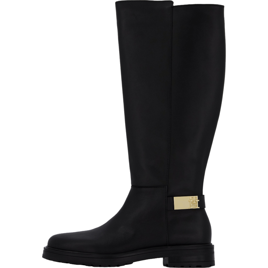 Th Logo Leather Long Boot Black