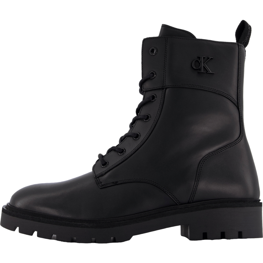 Combat Boot Mid Zip Lth In Cal Triple Black
