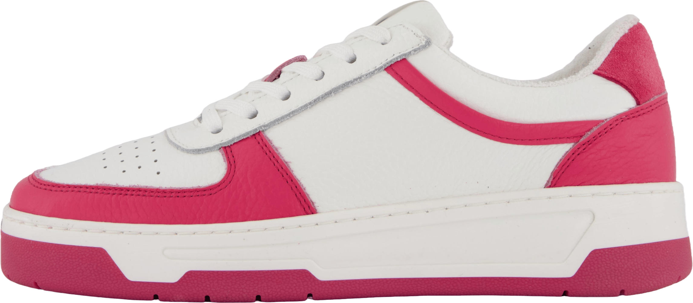 The Ella 2.0 White/fuxia Tumbled Leather