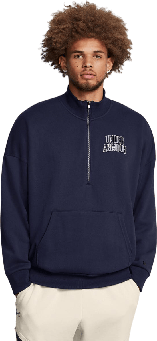 Ua Icon Hwt Terry Os 1/2 Zip Midnight Navy