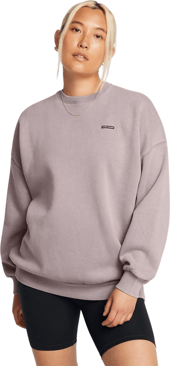 Ua Icon Hwt Flc Os Crew Tetra Gray, Female, Apparels, T-shirt, Purple, M