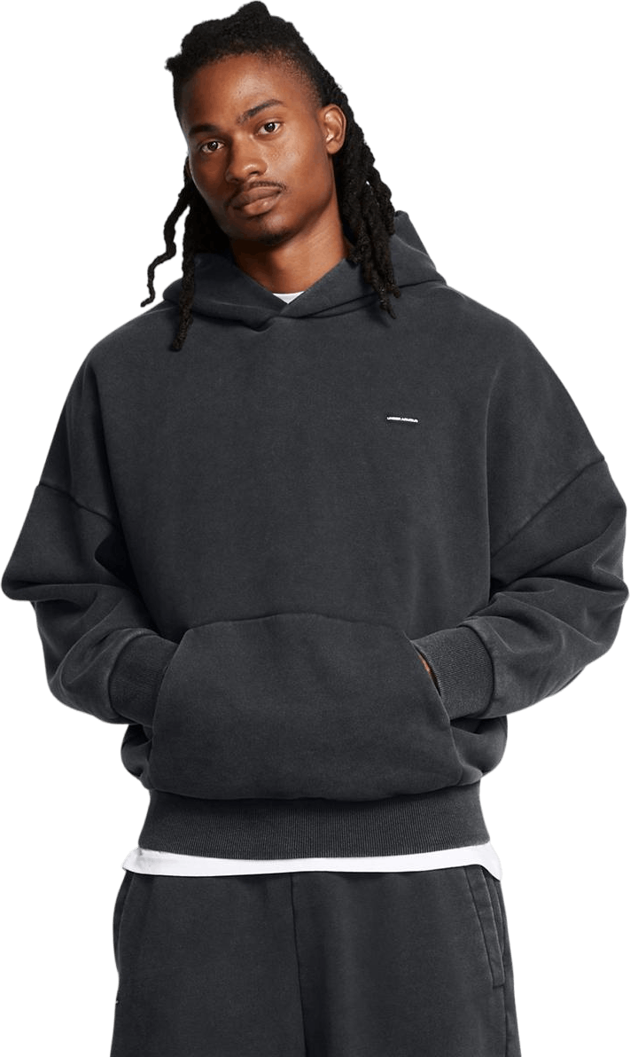 Ua Icon Hwt Flc Wash Os Hood Black, Male, Abbigliamento, Camicie, Grigio, XXL