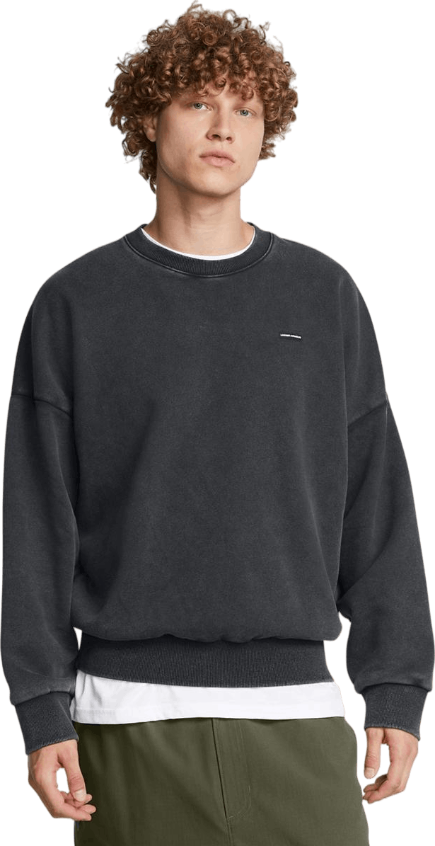 Ua Icon Hwt Flc Wash Os Crew Black, Male, Apparels, Shirts, Grey, S