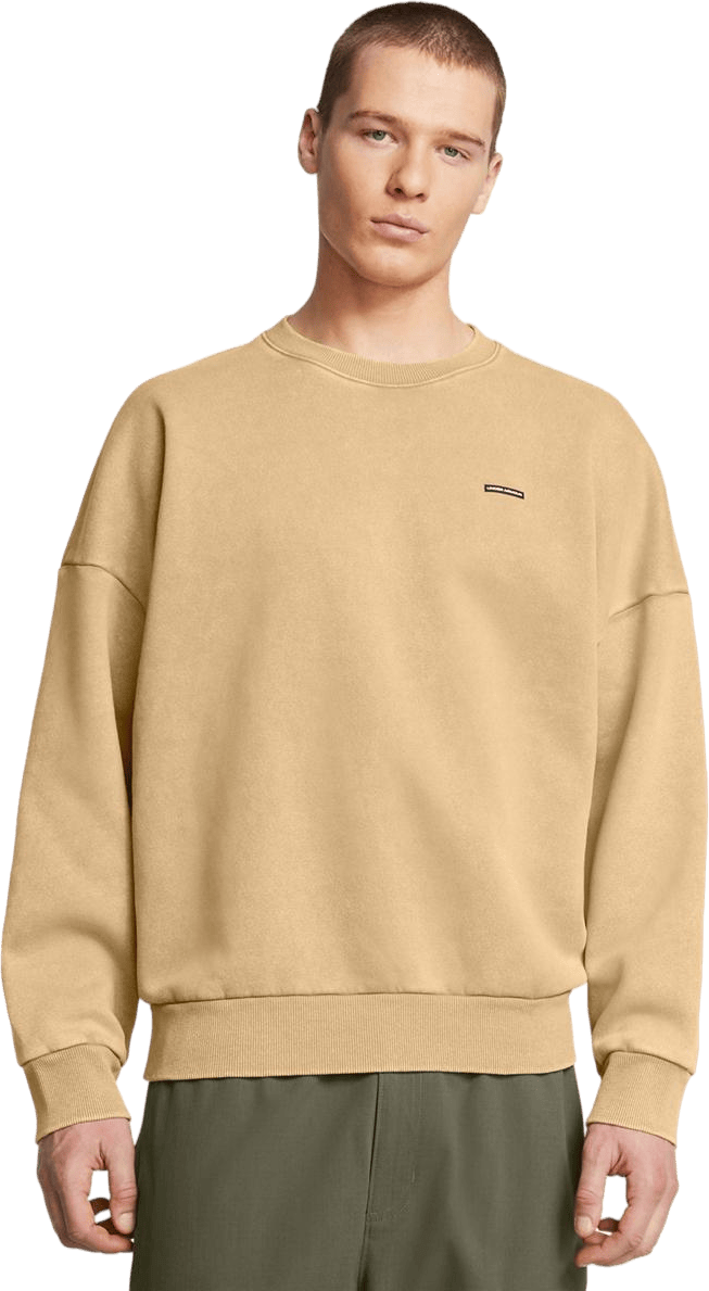 Ua Icon Hwt Flc Wash Os Crew Camel