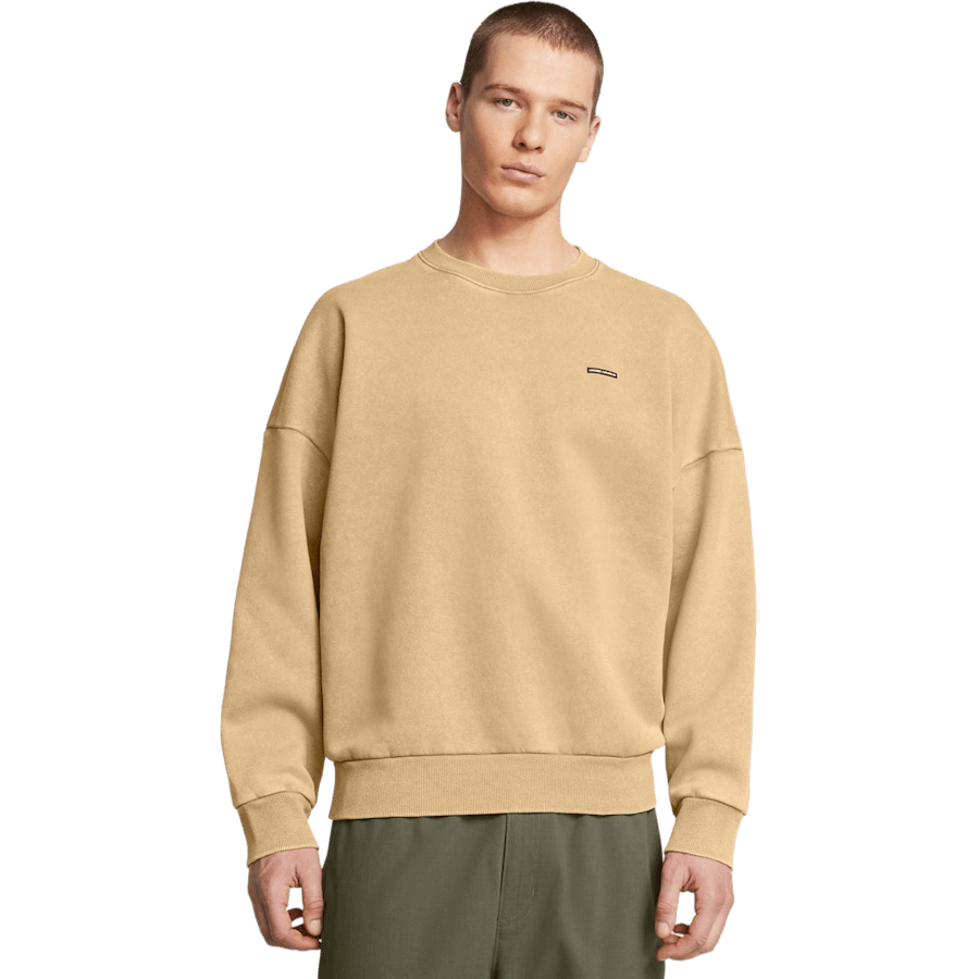 Ua Icon Hwt Flc Wash Os Crew Camel