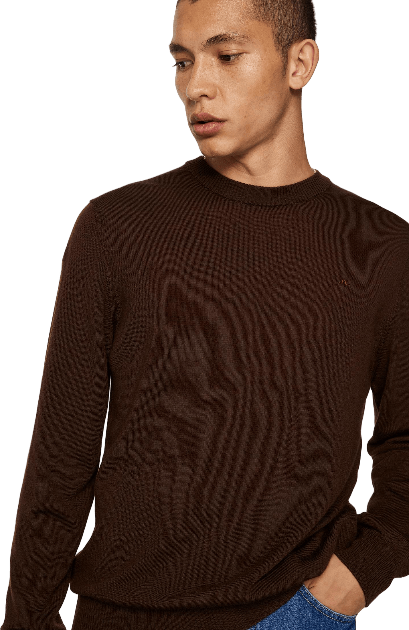 Keane Merino Crew Neck Sweater Bitter Chocolate
