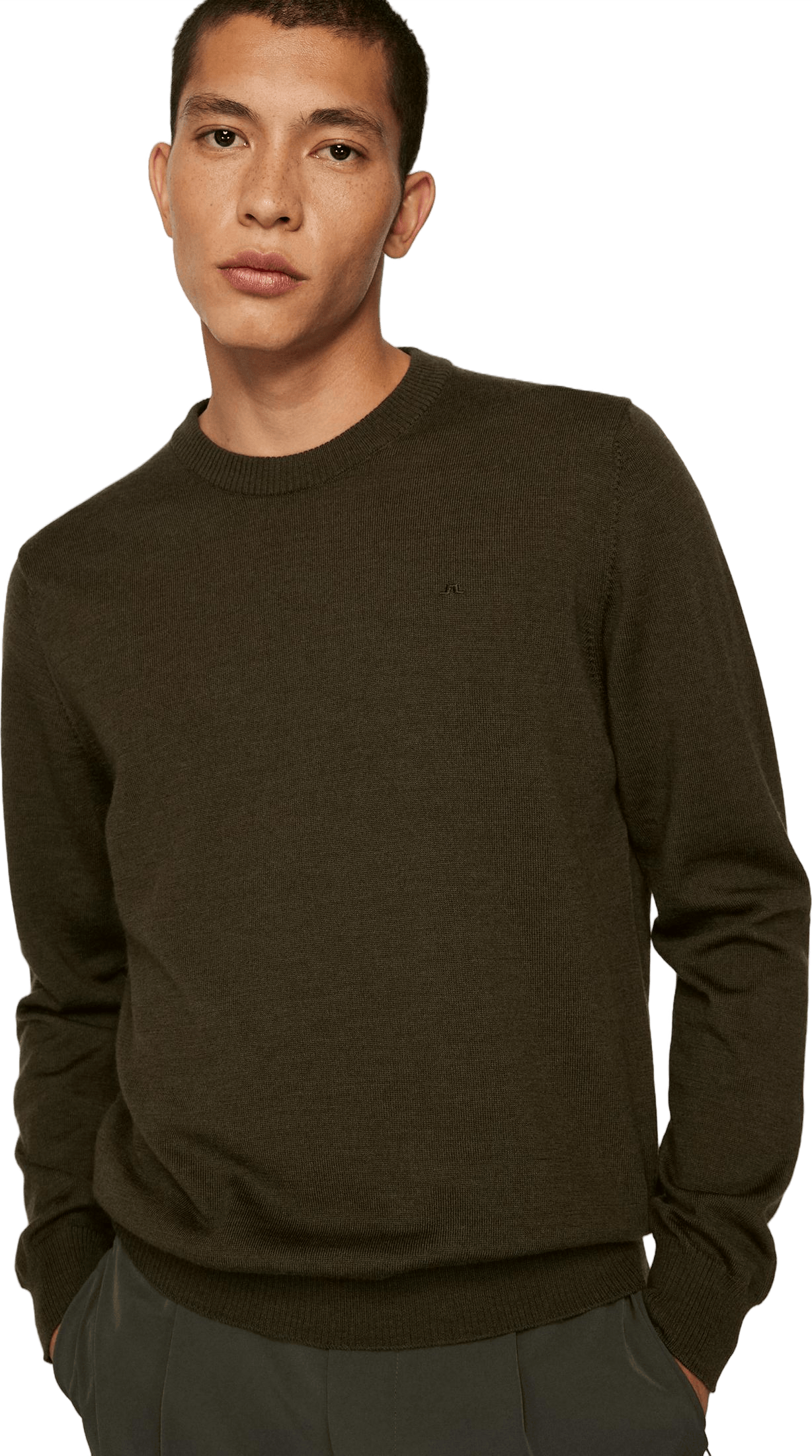 Keane Merino Crew Neck Sweater Forest Green