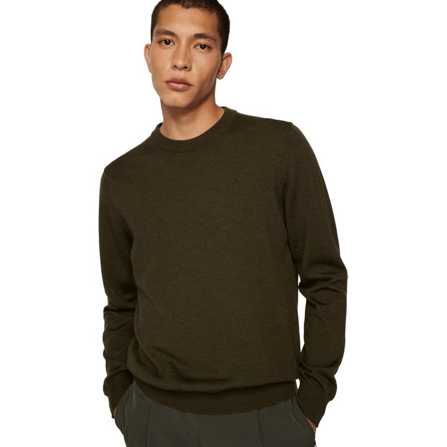 Keane Merino Crew Neck Sweater Forest Green