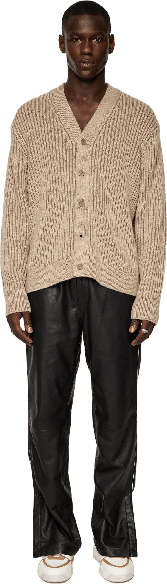 Twin Plated Knit Cardigan Tiger Brown - Bild 2