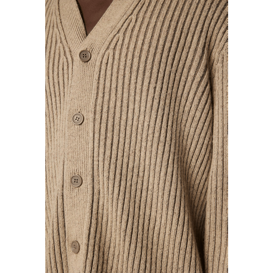 Twin Plated Knit Cardigan Tiger Brown - Bild 4