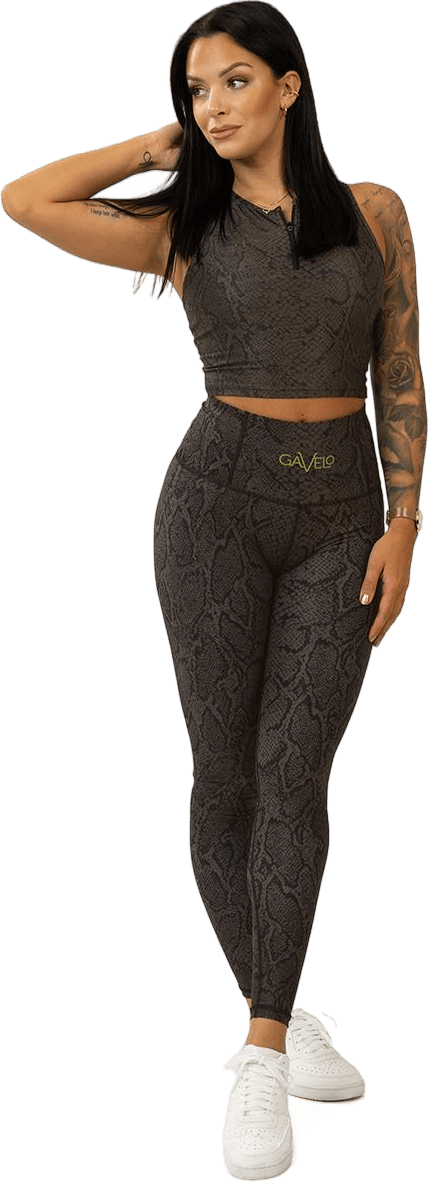 Viper Croc Dark Grey, Female, Kläder, Tights, Träning, Brun, L