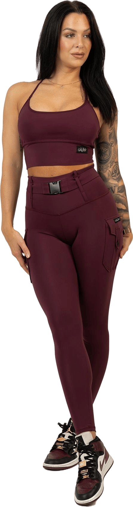 Cargo Burgundy Leggings Dark Red