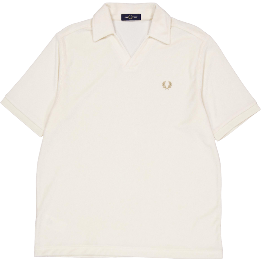 Open Collar Towelling Polo Ecru